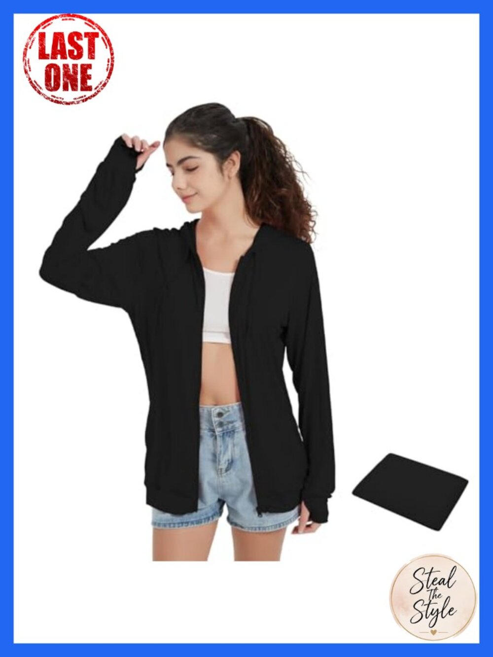 Lightweight Zip Up Hoodie Thin Summer Jacket with Thumb Hole Sleeves